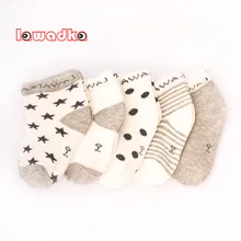 Lawadka/5 пар/лот; полосатые носки для малышей; хлопковые носки для новорожденных мальчиков и девочек; милые носки для малышей; Размер SandM