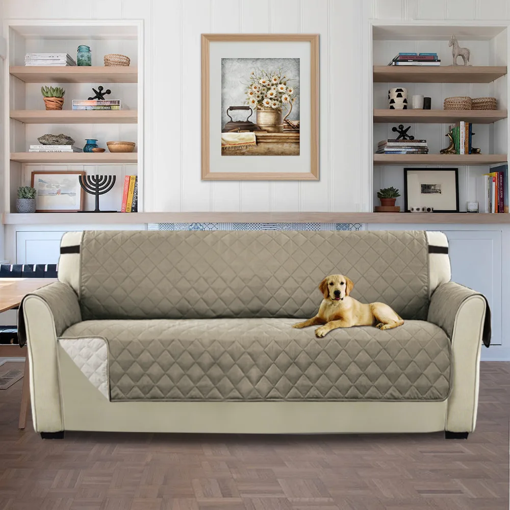 

Non-Slip WaterRepellent Quilted Sofa Slipcover Pets and Kids Furniture Protector with Elastic Straps