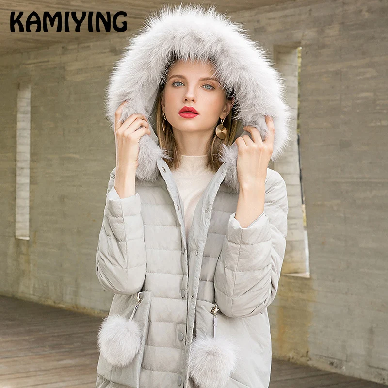 KAMIYING/женское пуховое пальто средней длины зима 2018 новый стиль модный свободный