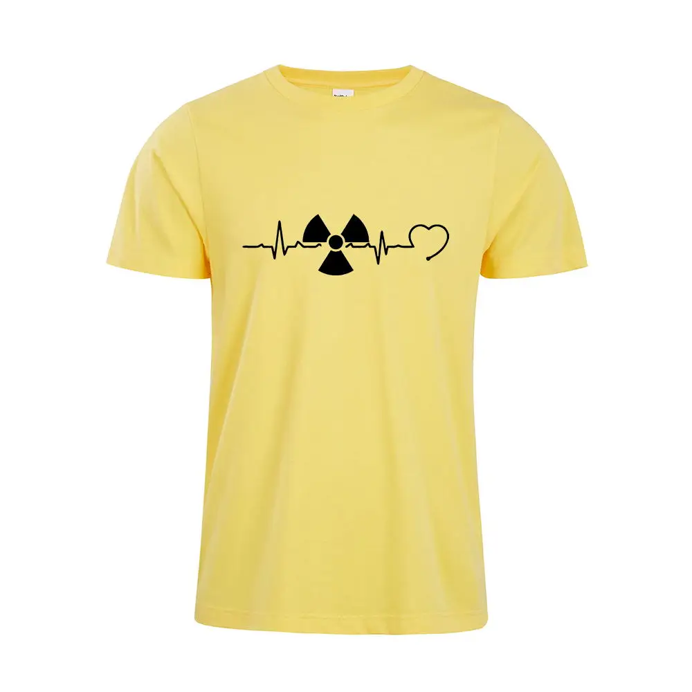 Радиологии Футболка с принтом сердцебиения радиологии Tech подарок рубашка Xray Tech Забавный рубашка - Цвет: Цвет: желтый