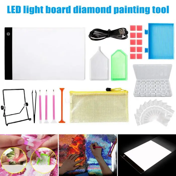5D DIY Набор инструментов для алмазной живописи DIY A4 планшет со светодиодной подсветкой наборы для вышивки крестом KM88