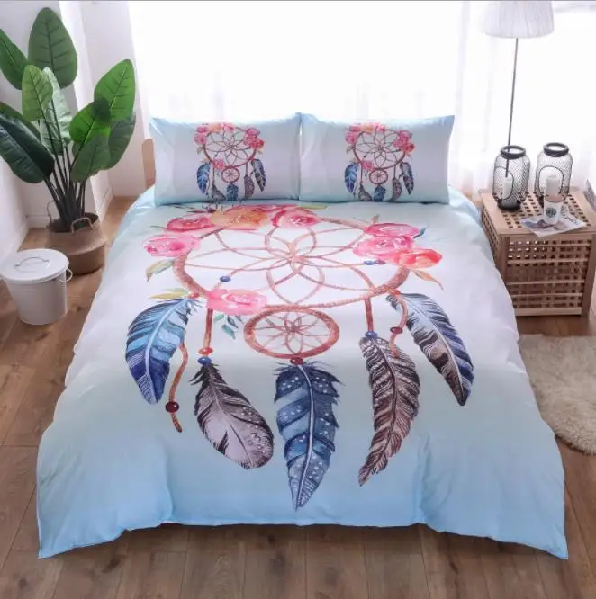 

BlessLiving Big Dreamcatcher Colors Bedding Set 3 Piece Dream Catcher Duvet Cover Set Boho Doona Cover Hippie Bedspread Coverlet