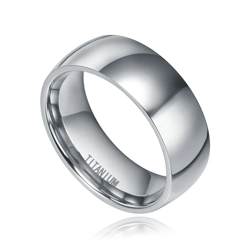 2Pcs 6mm&8mm Ring Set Silver Titanium Ring Domed Design Wedding Band Engagement Rings Fashion Couple Jewelry Love Alliance Anel