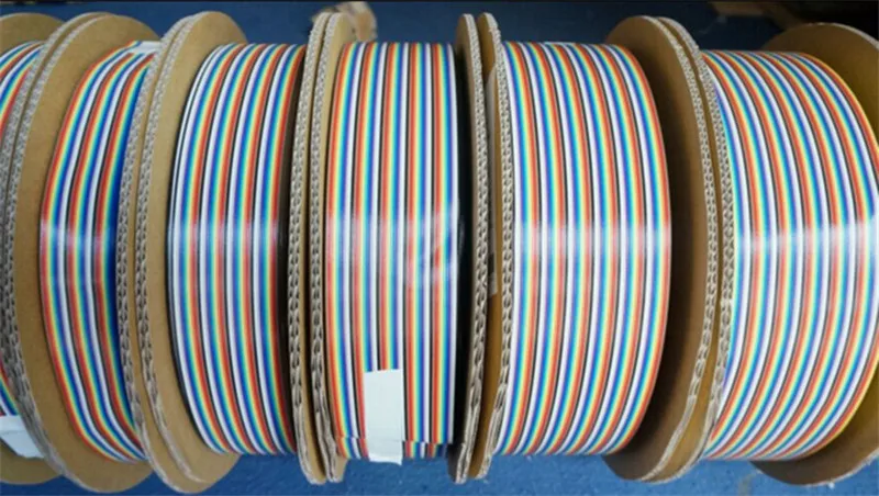 8 м/лот Премиум стандарт 7*0,127 мм 28AWG шаг 10 контактов плоский Радужный ленточный кабель провода Красочные радужные Ленточные кабели