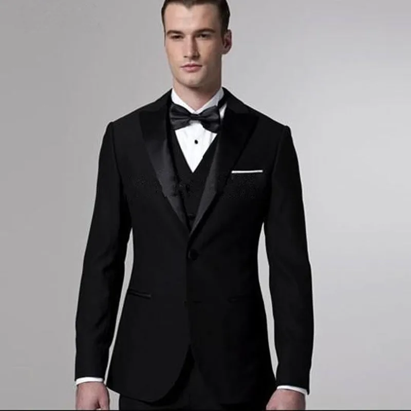 Black Fashion font b men b font font b suit b font Sets Jacket Pant vest