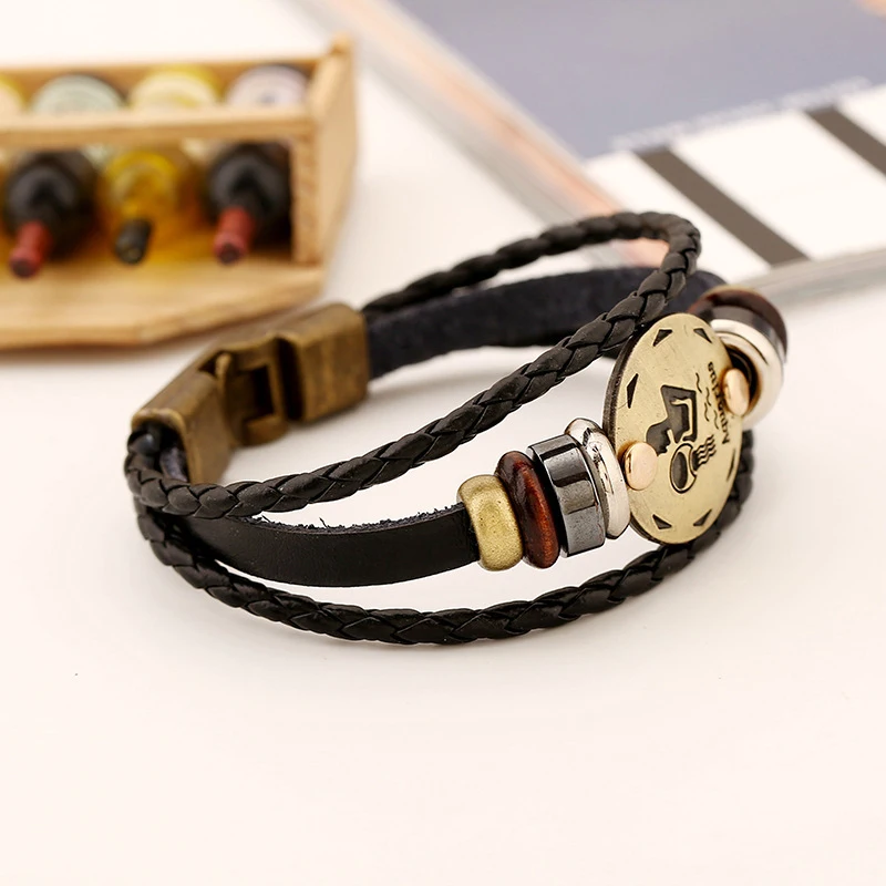 Последний браслет со знаком Водолея, длина 19 см до 25 см,, панк кожа, ювелирные изделия, подлинный модный кожаный браслет B18199