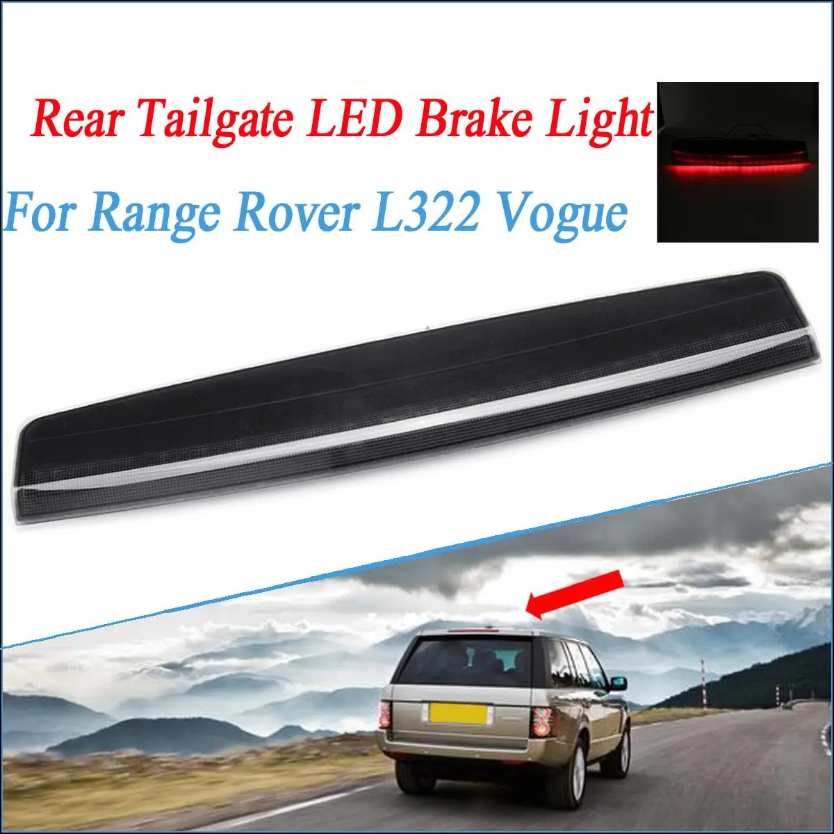 

12V Auto Parts Tuning Rear Spoiler 3rd Brake light lamp LED For Land For Range Rover L322 smoke 2002-12 XFG000040 BLR614-AM-Red