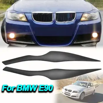 

Carbon Fiber decoration Headlights Eyebrows Eyelids Trim cover For BMW E90 2005-2012 3 series accessories Car light stickers