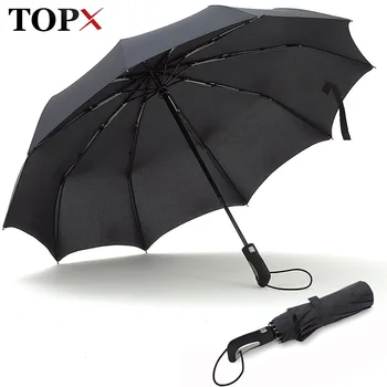 

TOPX 2018 New Big Strong Fashion Windproof Men Gentle Folding Compact Fully Automatic Rain High Quality Pongee Umbrella Women
