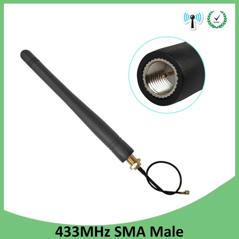 

10pcs 433MHz antenna 3dBi SMA Male Connector antenne 433 mhz directional antena +21cm RP-SMA to ufl./ IPX 1.13 Pigtail Cable