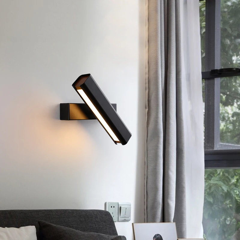 Modern minimalist aluminum + solid wood bedroom bedside wall lamp rotating LED personality creative aisle corridor | Освещение
