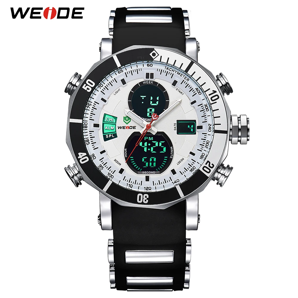 

WEIDE Men Sports Watches Stopwatch Date Military Quartz Digital Watch Alarm Dual Time Zones Relogio Masculino Male Clock 2018