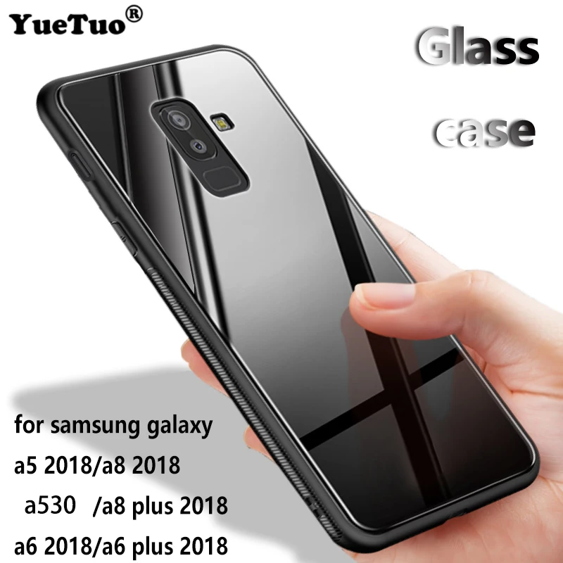 YUETUO ТПУ закаленное стекло для задней крышки телефона etui coque cover case samsung galaxy a5 a6 a8 plus