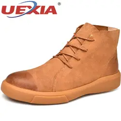 UEXIA 2018 рабочие ботинки Мужская обувь высокие Мужские ботинки кожаные ботильоны для Для мужчин осень-зима с зимние ботинки на меху Bota Masculina