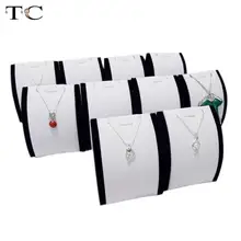 Ювелирных изделий дисплей кулон дисплей Лот из 10 шт. ожерелье стенд-башня белая кожа и черный frabics