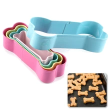 Cortador de biscoito de aço inoxidável, 5 peças, molde de osso de cão, conjunto de cortadores de biscoito para crianças, malitos para bolo e biscoito ferramentas de decoração