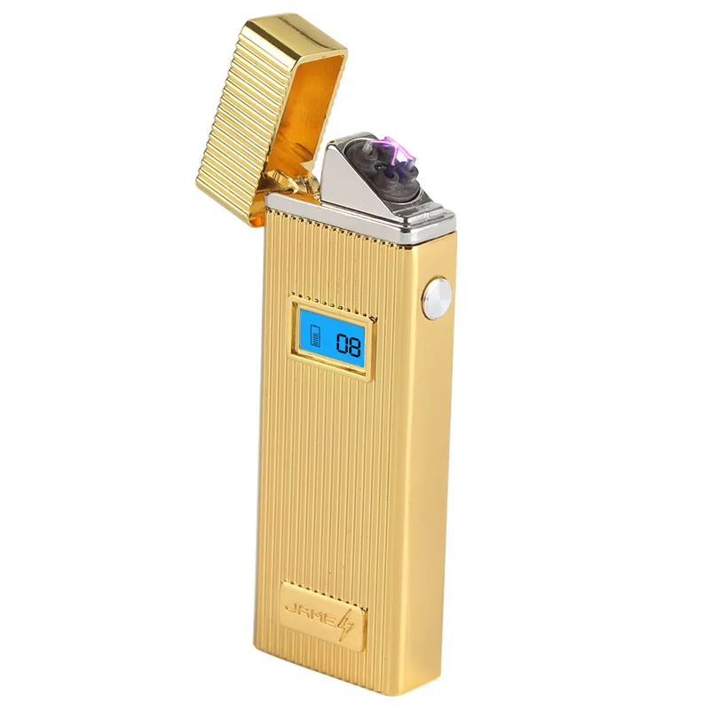 

LCD Smart Screen Display Metal Windproof Electronic Lighter Double Arc Plasma Pulse Cigarette Cigar Lighters