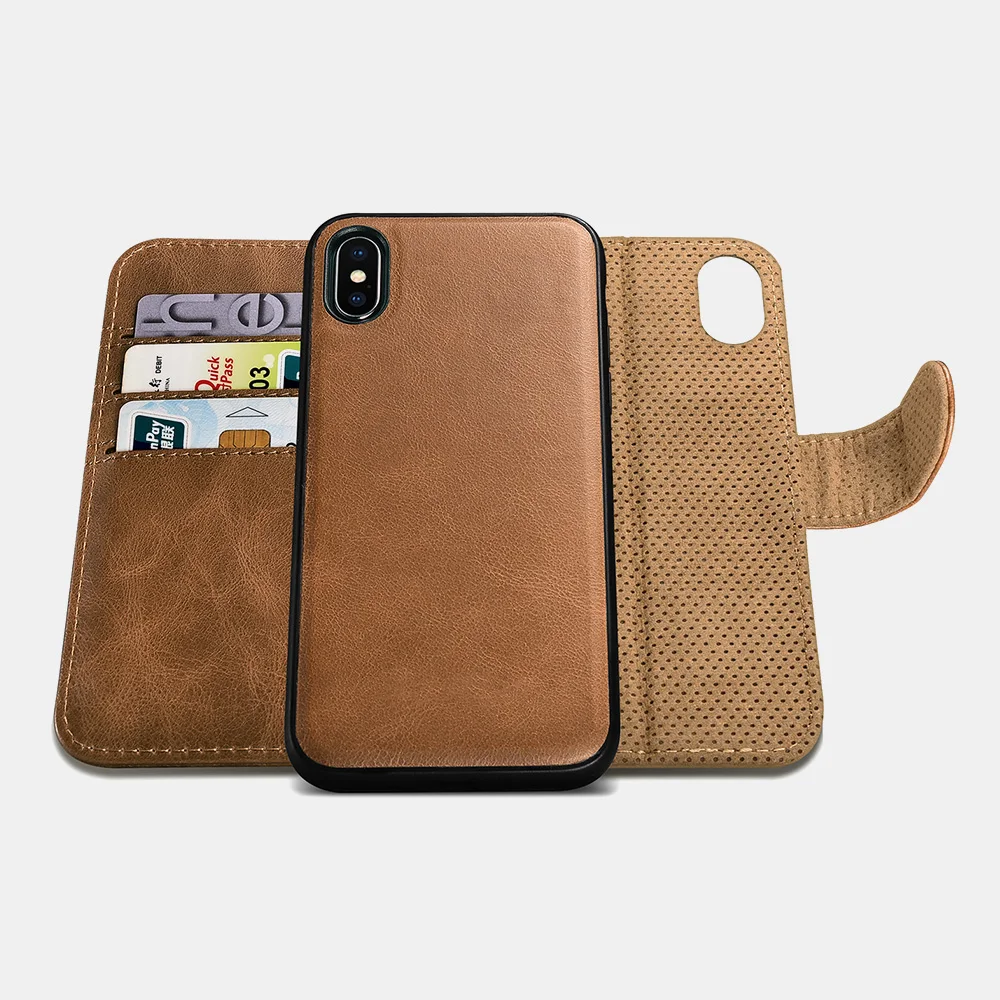 Icarer чехол для iPhone X кожаный бумажник из натуральной кожи флип сумка телефона