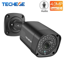 Techege, аудио, ip-камера безопасности, POE, супер HD, 4MP, h.265, ONVIF, уличная, водонепроницаемая, CCTV камера, видеонаблюдение, для дома, для POE, NVR