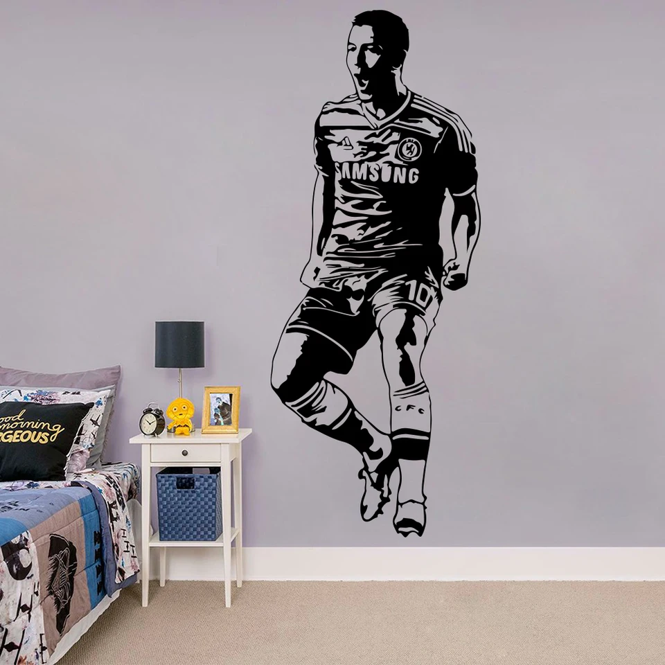 Large Eden Hazard Celebrating Footballer Wall Sticker Nursery Kids Room England Soccer Player Sport Wall Decal Bedroom Vinyl Art Wall Stickers Aliexpress