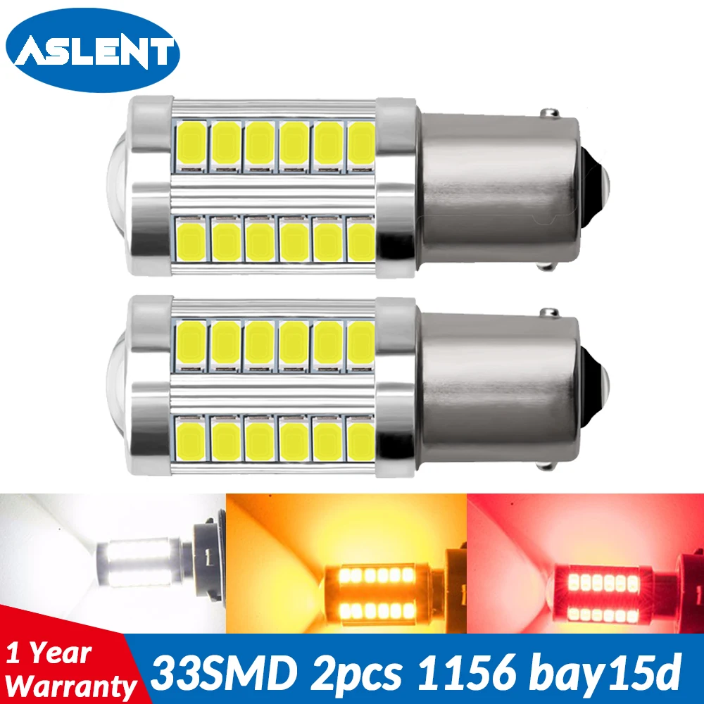 

ASLENT 1156 BA15S P21W 1157 P21/5W BAY15D Super Bright 33 SMD 5630 LED auto brake lamp car daytime running light stop bulbs 12V