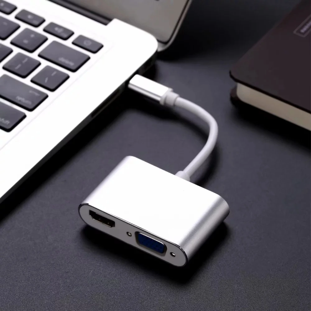USB C адаптер HDMI VGA Тип кабель портом Thunderbolt 3 для MacBook samsung S10/S9/S8 huawei Коврики 20/10 P20 Pro