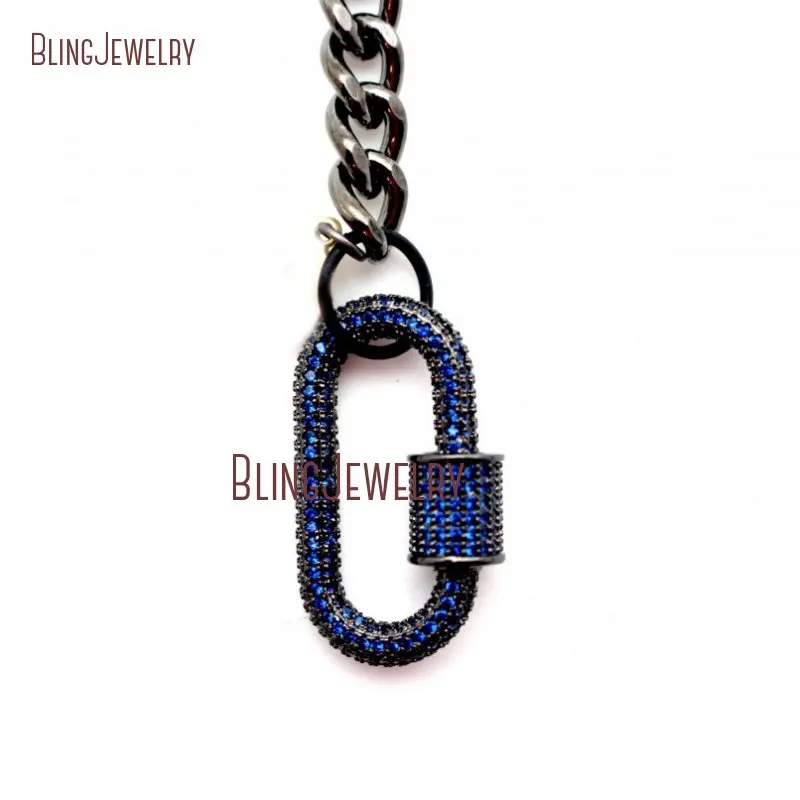 20190404-NM26353-micro pave screw clasp gunmetal plated chain necklace carabiner lock necklace_10
