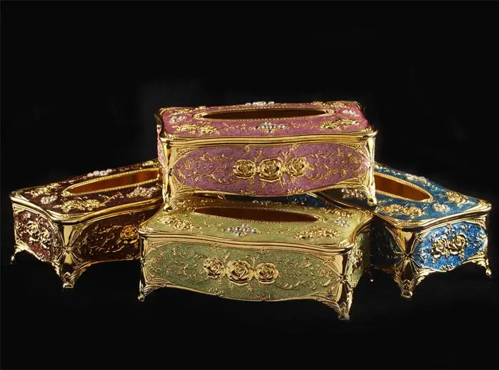 

European Zinc alloy Napkin Box Home Napkin Paper Holder Tissue Box tissue hold metal storage box decorations for home ZJH057