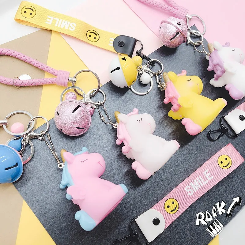 

Cute 3D Cartoon Unicorn Keychain PVC Kids Keychain Key Holder Car Bag Pendant Charms Keyring Jewelry