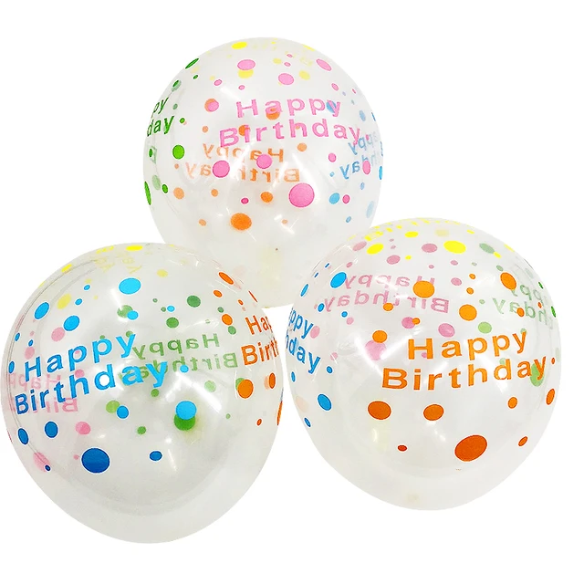 12inch Happy Birthday Transparent Print Balloons Baby Shower Latex 12inch Happy Birthday Transparent Print Balloons Baby Shower Latex