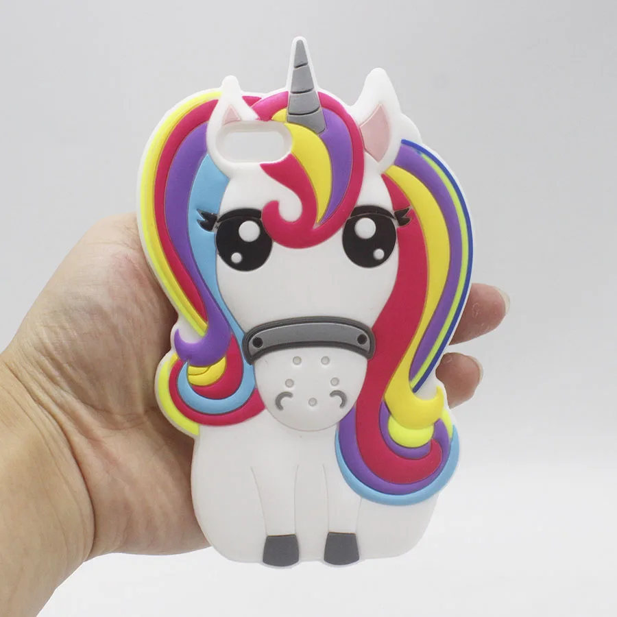 

Cute Rainbow Unicorn Cases for iPhone 6 6s 5 5s SE 7 Plus 7Plus Huawei P8 P9 Lite 3D Cartoon Pony Horse Soft Silicone Case Capa