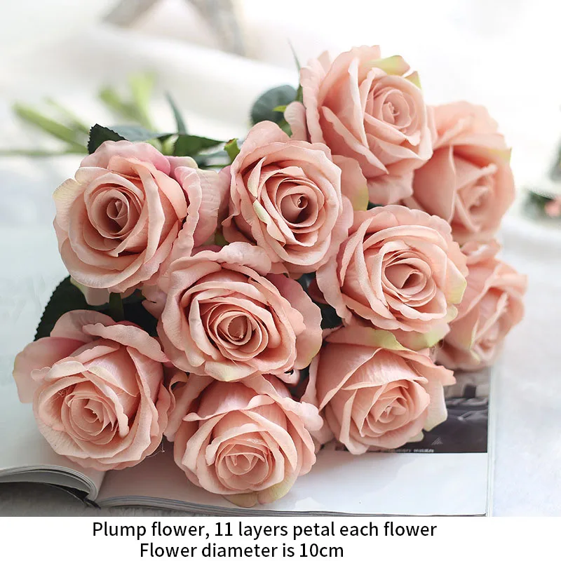 white roses Real touch roses silk flowers for home decoration silk artificial peony Wedding decorations flowers Party home Decor