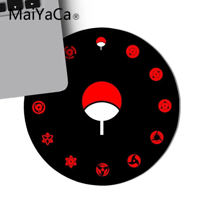 Maiyaca Наруто Итачи Учиха логотип DIY дизайн шаблон игры круглый коврик для мыши игровая мышь подкладка для коврика для ноутбука Ноутбук для геймеров коврик для стола - Цвет: 20x20cm