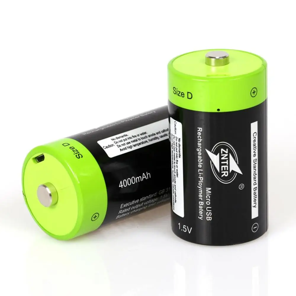 ZNTER 1,5 V 4000mAh батарея микро USB перезаряжаемые батареи D Lipo LR20 батарея для RC камеры Дрон аксессуары - Цвет: 2pcs