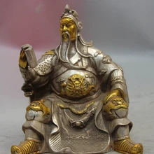 USPS в США S0986 Китайский Белый Медь Серебро Дракон Гуань Гун Юй Воин Будды Читать Книгу Статуя