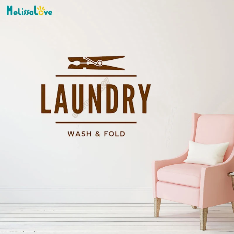 Laundry Decal Wash & Fold Clothespin Peg Launderette Dry Cleaning Shop