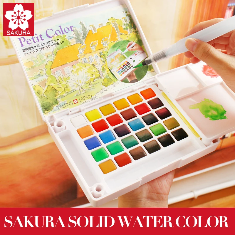 

Sakura 36/48/72Colors Watercolor Paint Set Box With Paint Brush Portable Solid Watercolor Painting Set For Drawing Art Supplies