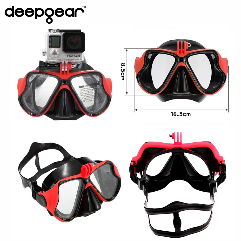 Deepgear профессиональная маска для подводного плавания для Gopro экшн-камера топ Маска Для Взрослых Черная Силиконовая маска для близорукости маска для дайвинга для близоруких