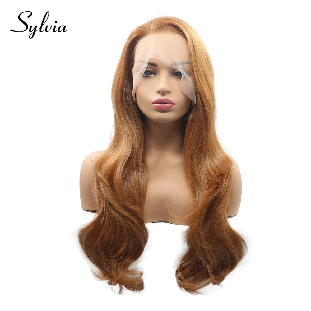 

Sylvia Light Brown Body Wave Soft Japanese Fiber Synthetic Full Lace Wigs Heat Resistant Fiber Hair for Woman