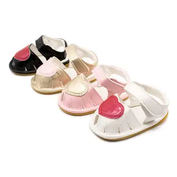 

Summer Stitching Red Heart Baby Girl Shoes Leather Baby Toddler Shoes Rubber Sole Infant Garden Slippers
