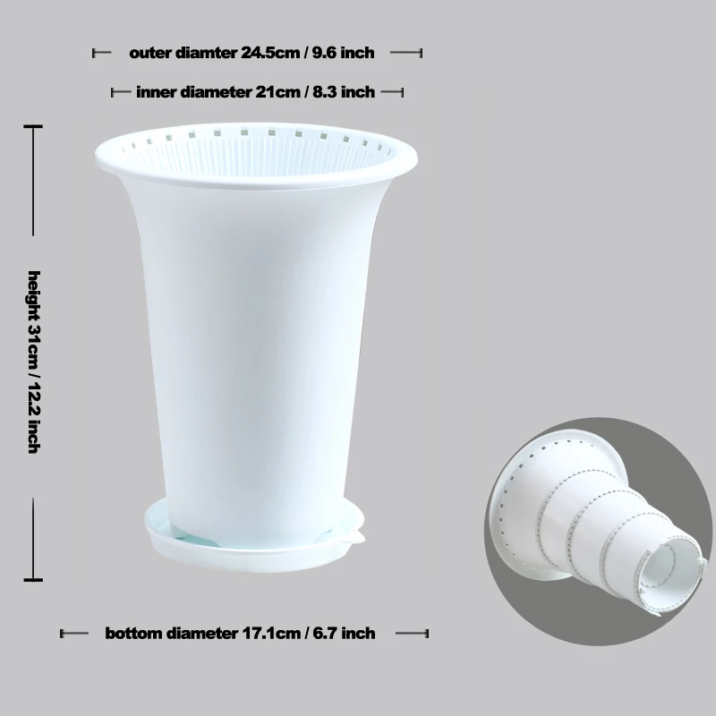 Meshpot двойной Слои цветочный горшок Пластик садовый горшок, вазон контейнер/коробка для украшения дома, хорошая проницаемость воздуха хорошее качество движение, корень, Управление из лакированной кожи - Цвет: White White - 21CM