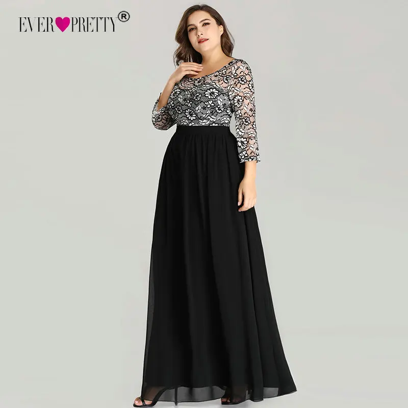 Ever Pretty Plus Size Evening Dresses Long 2019 Lace Long Sleeve Chiffon Mother of the Bride Dress Winter Autumn Evening Gowns Ever Pretty Plus Size Evening Dresses Long 2019 Lace Long Sleeve Chiffon Mother of the Bride Dress Winter Autumn Evening Gowns