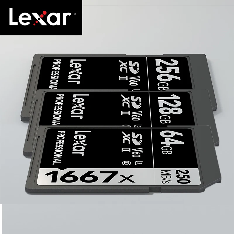 Lexar 1667x до 250 МБ/с. флэш-память sd card 64 Гб 128 V60 UHS-II U3 карты высокой скорости 256 карта SDXC Для 3D 4K HD видео