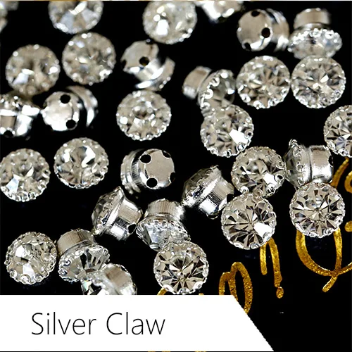 7 мм прозрачные хрустальные Пришивные Стразы Chatons пришивные стразы с серебряными когтями стеклянные стразы для свадебного платья Y3376 - Цвет: Silver Claw