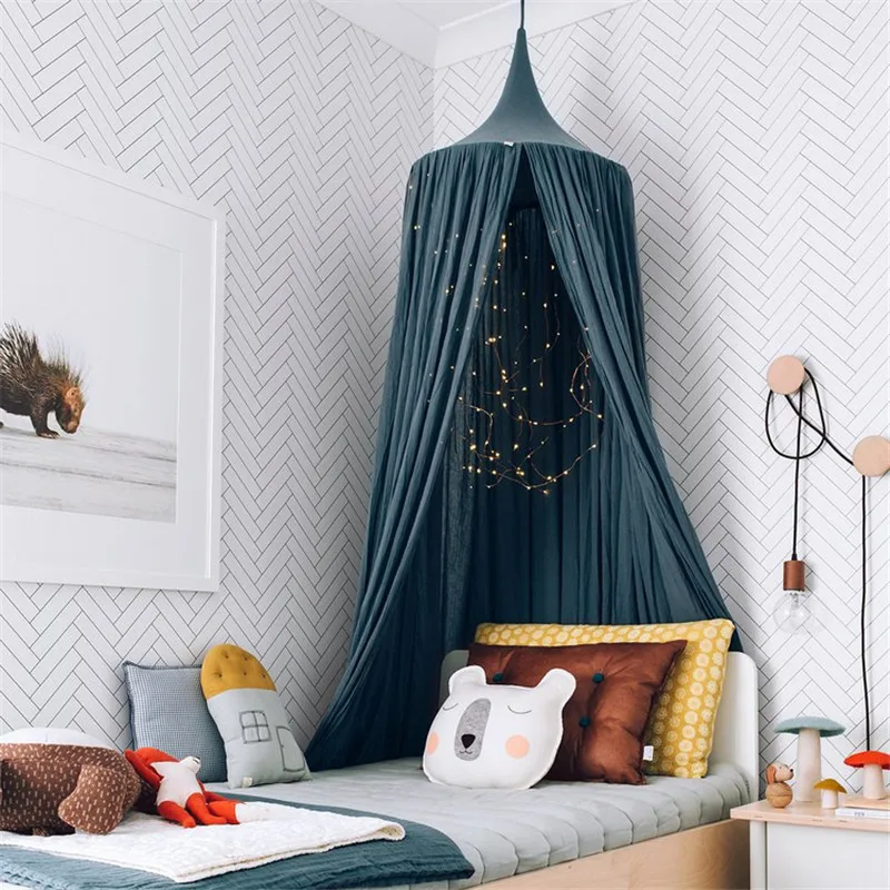 Домашний текстиль кровать подзор мыть хлопок балдахин украшения для детской комнаты 240 см высота купол округление Топ спальный занавес мальчик девочка