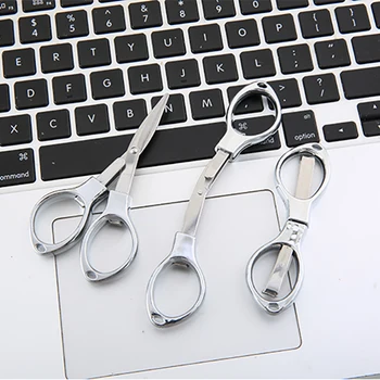 

Folding Glasses Shaped Fishing Mini Scissors Stainless Steel Pocket Scissors Beard Eyebrow Facial Hairs False Eyelashes Trimmer