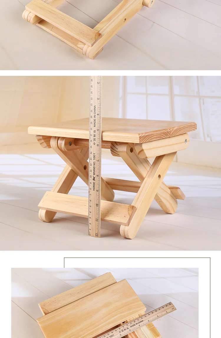 Сосновый деревянный складной табурет портативный бытовой из твердой древесины табурет открытый рыболовный стул маленькая скамейка квадратный табурет детская мебель
