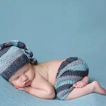 Детская шапка эльф Пикси со штанами, комплекты для малышей, шапка с длиным хвостом для новорожденных со звездами, луной, реквизит для фотографий, Размер: 0-1 м, 3-4 м