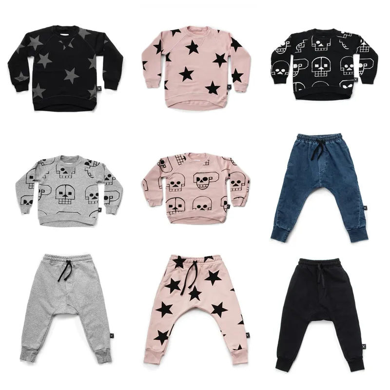 BOBOZONE 2018 Autumn winter New 5 stars Skulls sweatshirt and pants nununu for kids boys girls bobo choses BOBOZONE 2018 Autumn winter New 5 stars Skulls sweatshirt and pants nununu for kids boys girls bobo choses