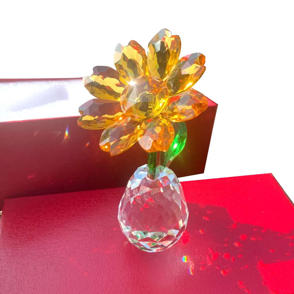 

Crystal Sunflower Figurines & Miniature Glass Craft Ornament Home Table Decor Love Gifts Home Wedding Decor